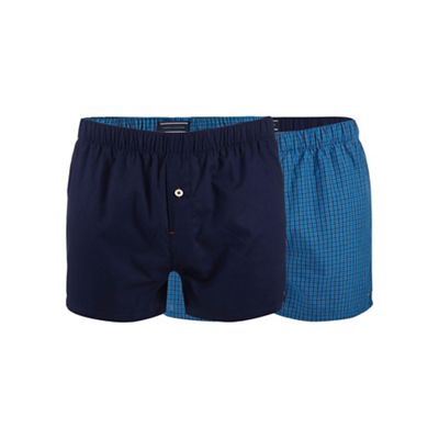 Pack of two checked blue boxers in a gift box